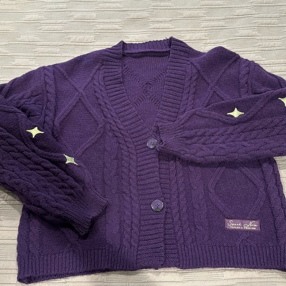 Taylor Swift Speak Now Cardigan Purple Stars Sweater Taylor’s Version